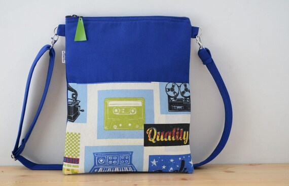 Bolso Azul bolso De Tela bolso Estampado tela Vintage tela Retro tela Cassette bolso Azul Tela bolso Cruzado bolso Juvenil bolso Azulon Etsy Ireland