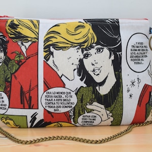 Bolso comic, bolso de comic, bolso de mano,cartera de mano, bolso de cadena, bolso de tela, bolso acolchado,bolso popart, bolso estampado
