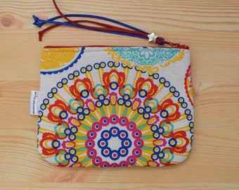 Monedero de tela,monedero cremallera,monedero colores,neceser de tela,monedero mandala,monedero lona,tela mandala,bolsa maquillaje