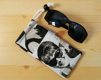 Funda de gafas,audrey hepburn,funda gafas de sol,funda de tela,funda acolchada,funda audrey,monedero tela,funda para gafas,funda de chica