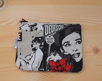 Monedero Audrey,Audrey Hepburn,Tela Audrey,Monedero de tela,tela Audrey,Tela Hepburn,monedero cremallera,bolso Audrey,Tela cine