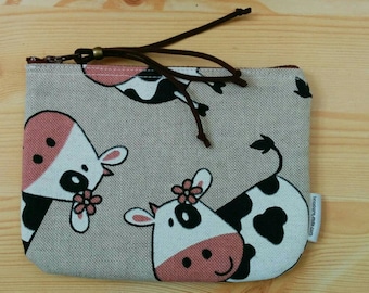 Monedero de vaca, neceser de vaca, monedero de tela, cartera de tela, cartera de vaca, tela de vaca, monedero de vacas, neceser vaca