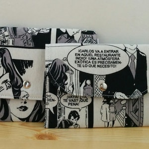 Monederos de comic, monedero con comic, monedero de tela, cartera de tela, cartera de comic, tela de comic,monedero de comic