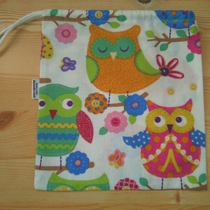 Bolsa de merienda,bolsa buhos, bolsa de tela, bolsa de niños, bolsa niños, bolsa bocadillo, bolsa de sandwich, bolsa para merienda