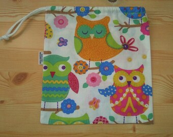 Lunch bag,children bag,owls lunch bag,sandwich bag,girls bag,school bag,clothes bag,fabric bag,lunch pouch,food bag,snack bag