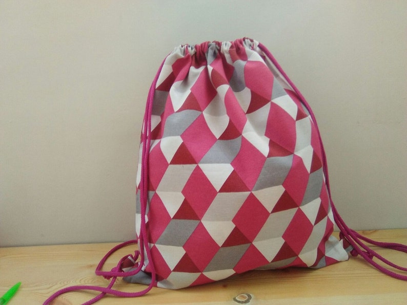 Mochila de tela,mochila cuerdas,mochila de cuerdas,mochila geometrica,mochila estampada,mochila de colores,mochila de chica,mochila juvenil image 1
