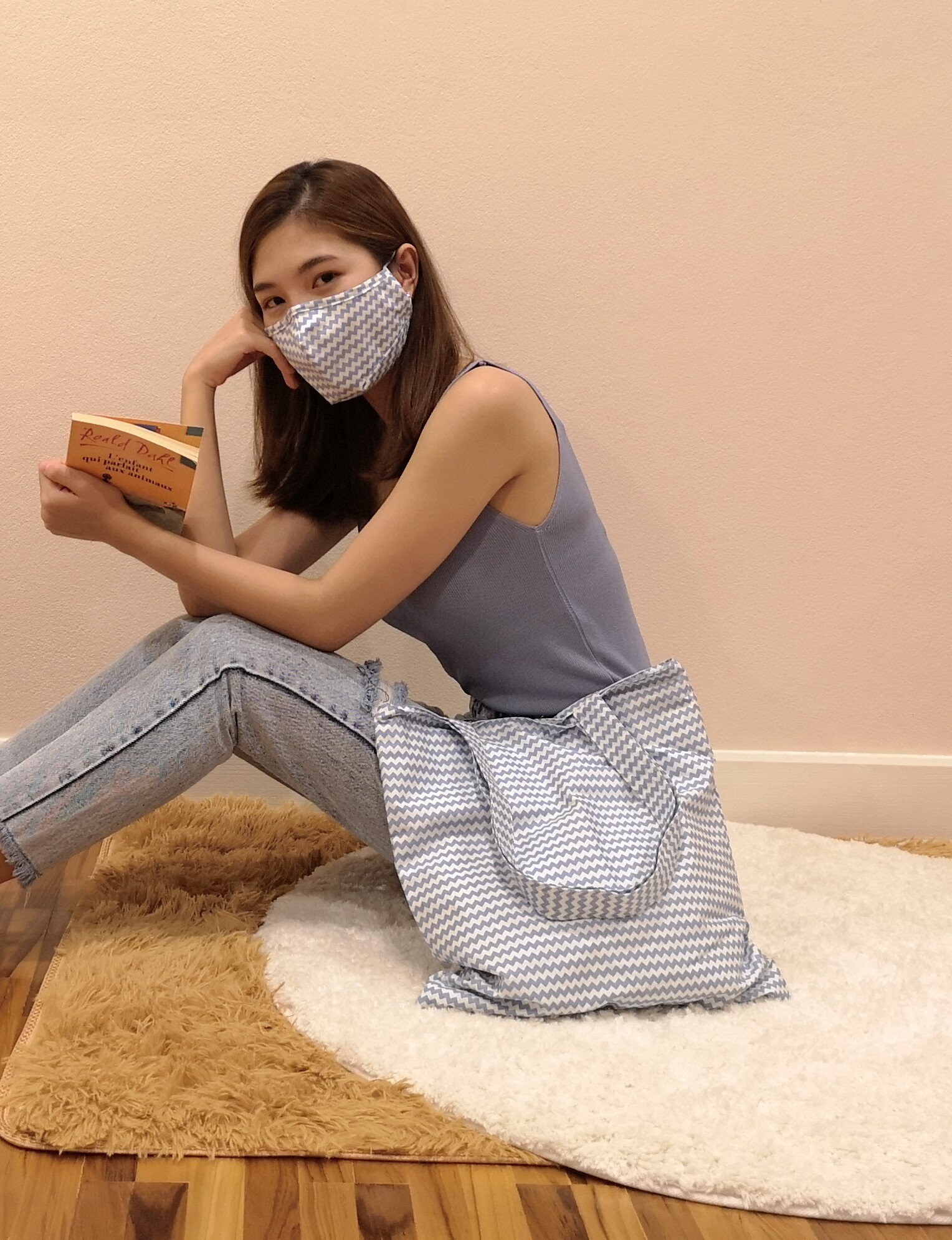 Tote bag and mask set reusable 3 layer 3D face mask Etsy