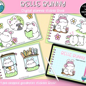 BELLE BUNNY Kawaii Illustration Digital Sticker Book for - Etsy