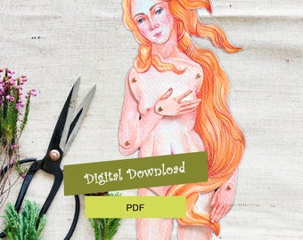 Gelede papieren poppen Venus of Aphrodite, Doe-het-zelf, Boekenplankdecor, Moederdagcadeau