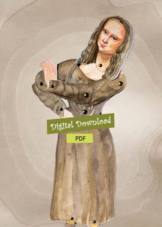 Paper Doll Mona Lisa Smile - DIY Craft Activity, Paper Puppet, Halloween Day (PDF)