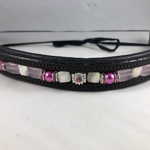 Pretty in pink pearls with mother of Pearl beaded browband. READY TO SHIP