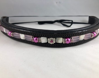 Pretty in pink pearls with mother of Pearl beaded browband. READY TO SHIP