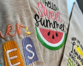 Summer Series Embroidered Kitchen Towels