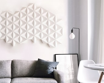 White Mosaic Wall Art | 3d Wall Panel, Scandinavian Decor, Gift for Architect, Wall Hanging, White Wall Art, Moduuli Paper Wall Decor