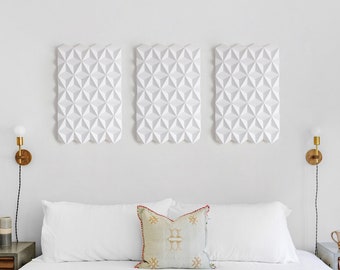 Geometric Wall Decor White Set of 3, Modern Geometric Wall Art, Contemporary Home Decor, Bedroom Decoration, Living Room Art, Moduuli Art