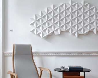 Geometric White Paper Wall Art | 3d Wall Panel, Scandinavian Decor, Gift for Architect, Wall Hanging, White Wall Art, Paper Wall Decor