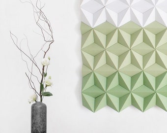 Spring White and Green Wall Art Design, Geometric Home Decor, Modern Wall Hangings, Wall Art for Living Room, Hotel Art,Moduuli Square Decor