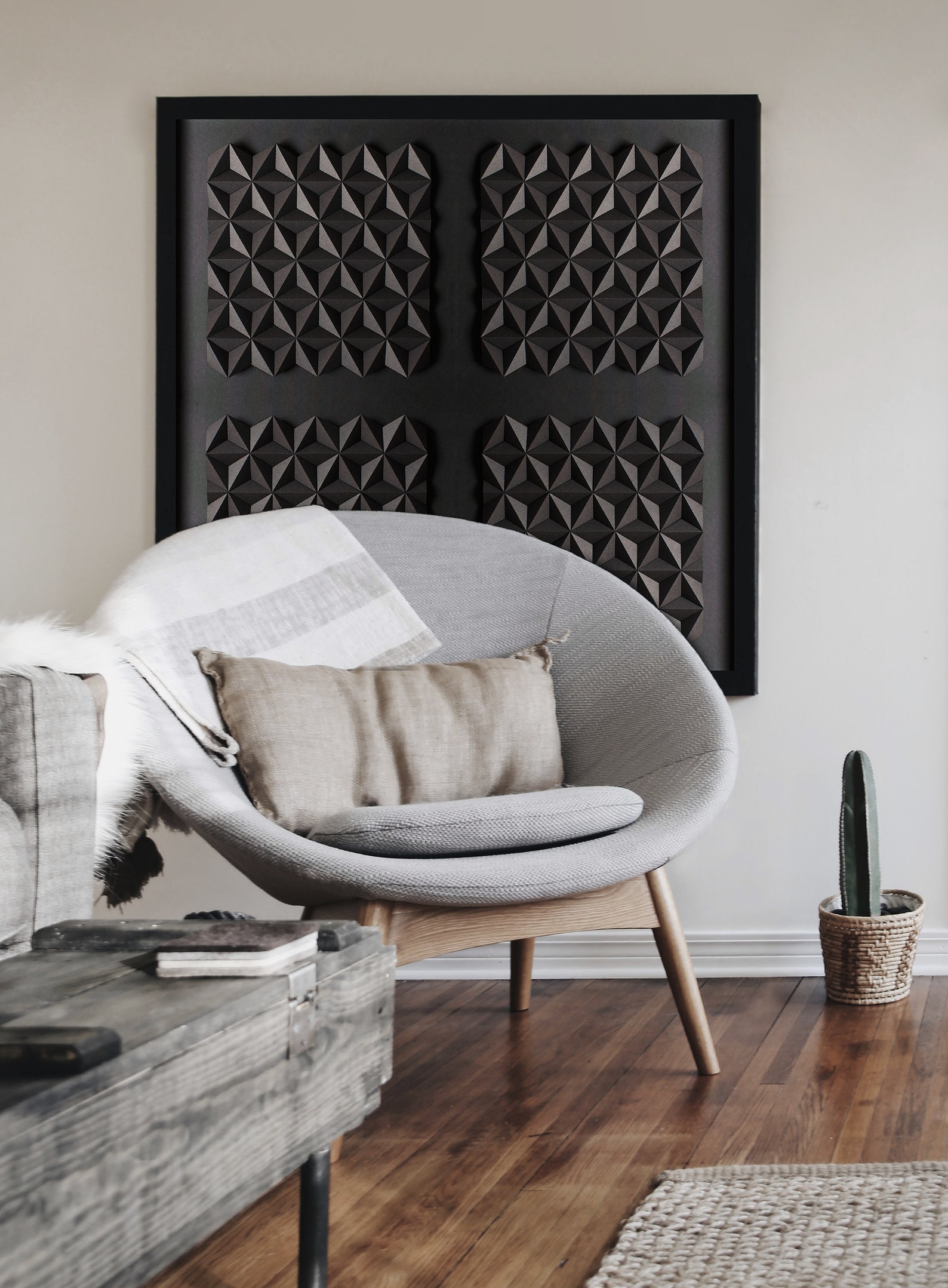 Black Modern Geometric Wall Art Contemporary Black Home Decor, Black