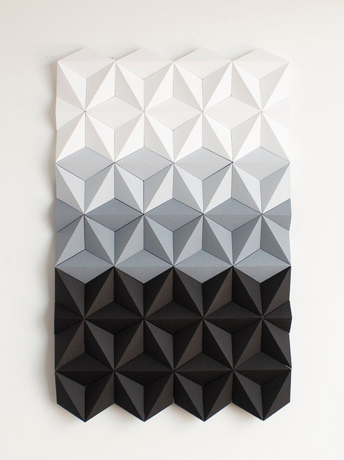Geometric Wall Decor White Black and Gray, Modern Geometric Wall Art