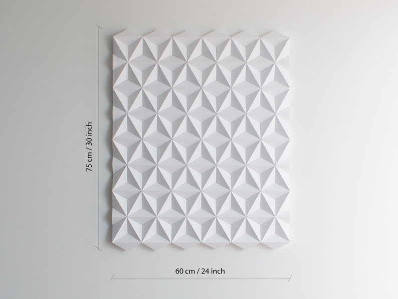 Geometric White Grey Wall Art Modern Wall Decor, White Wall Hanging