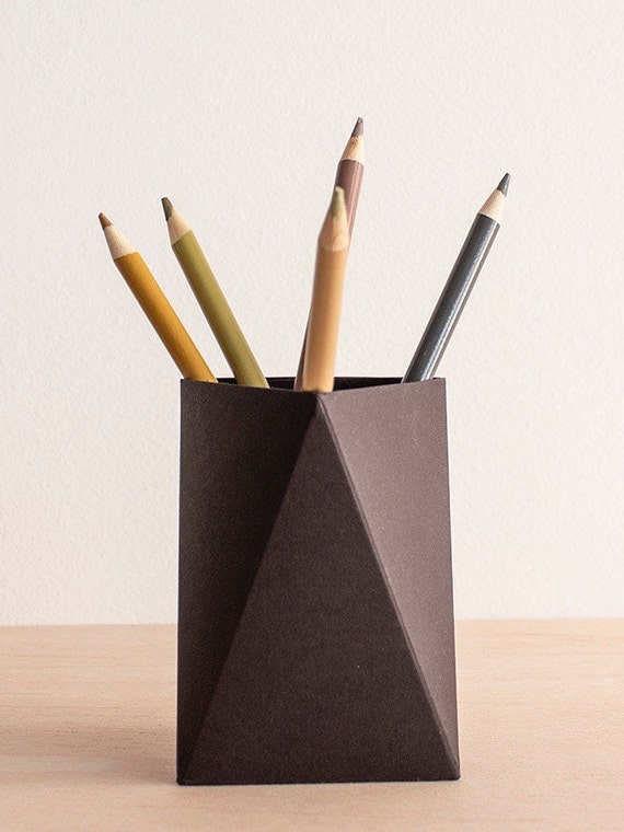 Black Desk Accessory Origami Pencil Cup Holder for Desk Office