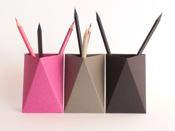 3box Origami Paper Box Set Pink Pencil Cup Holder For Desk Etsy