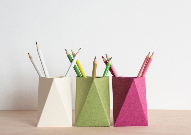 3box Desk Organizer White Green Pink Pencil Cup White Pen Etsy