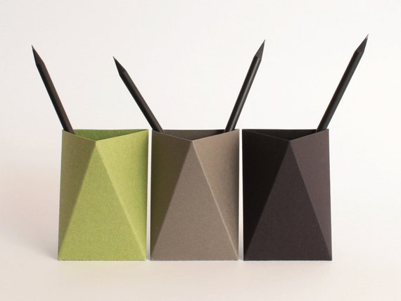 3box Black Desk Organizer Green Pencil Cup Paintbrush Etsy