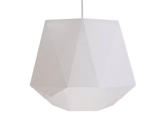 Weißer Origami Lampenschirm | Papier Lampen, Pendelleuchte mit Stecker, Moderne Leuchte, Geometrische Pendelleuchte