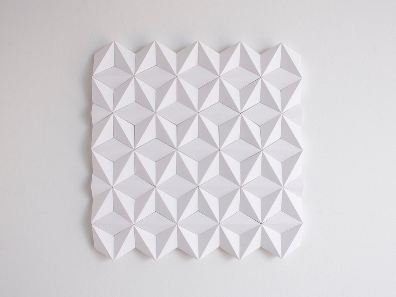 Modern Geometric White Wall Art White Wall Decor White Etsy