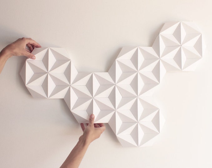 Geometric White Paper Wall Art 3d Wall Panel Scandinavian Etsy