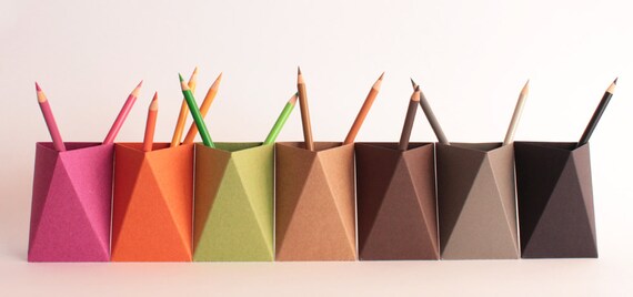 Orange Pencil Cup Holder Origami Desk Organizer Desk Tidy Etsy