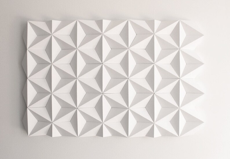 Modern White Geometric Wall Art Paper Wall Decor, Original Wall Art