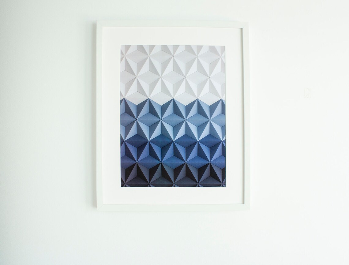 Printable Blue Geometric Wall Art Blue and White Art Print Etsy