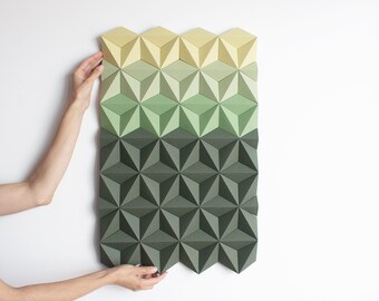 Green 3d Wall Panel | Fashion Wall Decor, Geometric Paper Art Hanging, Office Artwork, Moduuli Paper Wall Decor