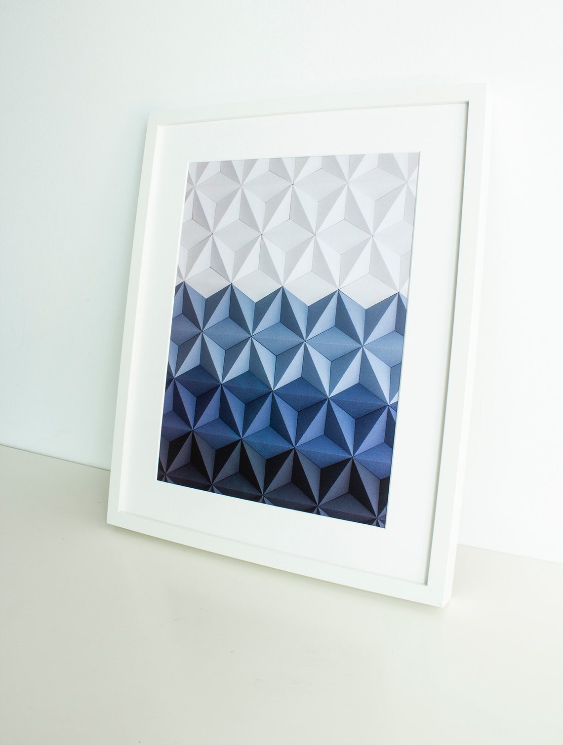 Printable Blue Geometric Wall Art Blue and White Art Print Etsy
