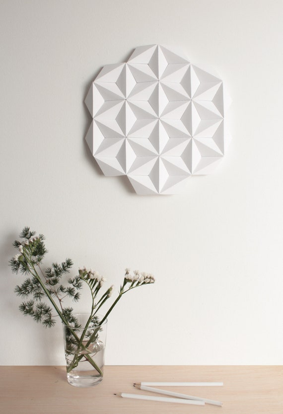White Circle Wall Decor Origami Wall Hanging Geometric Wall Etsy