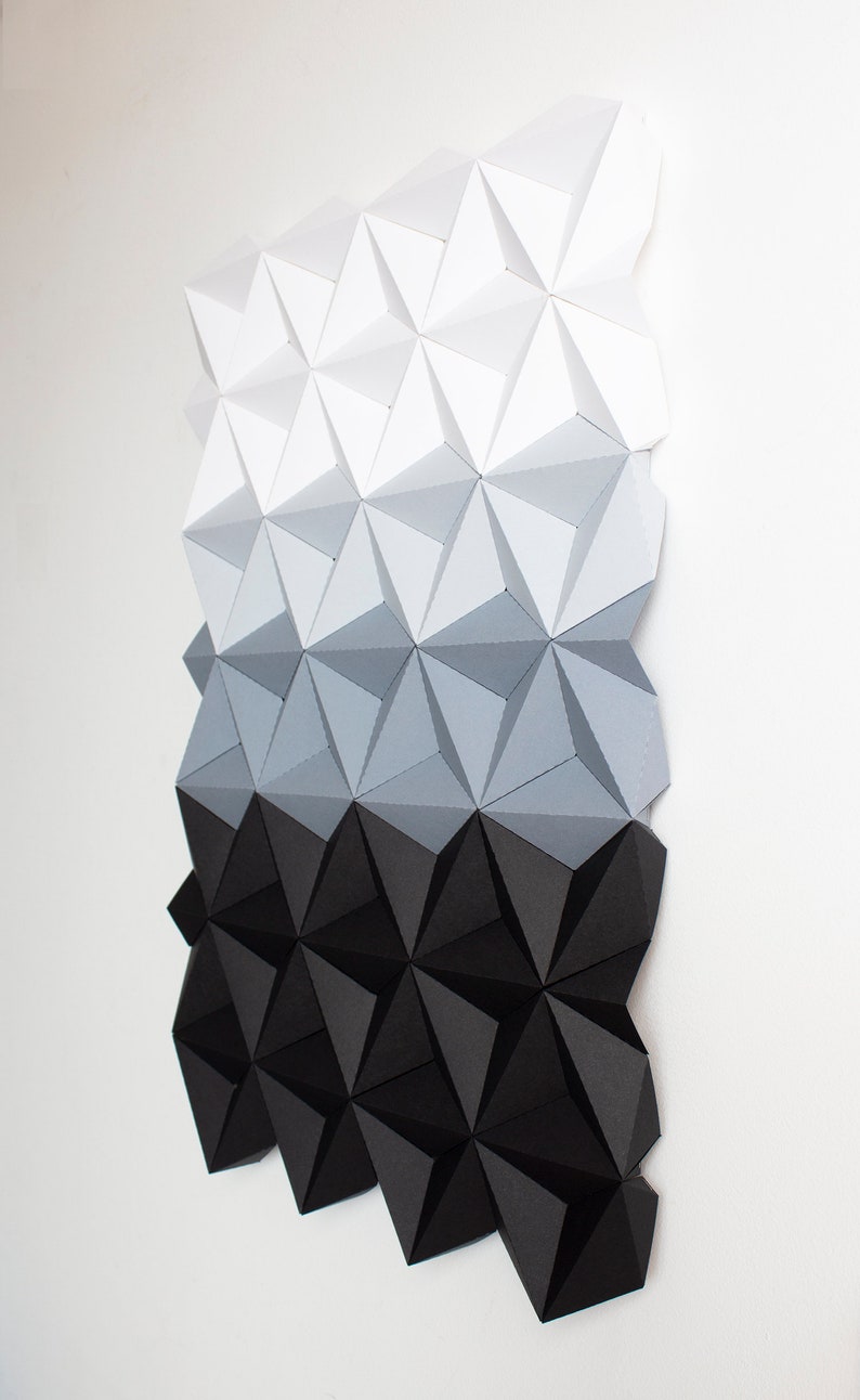 Geometric Wall Decor White Black and Gray, Modern Geometric Wall Art