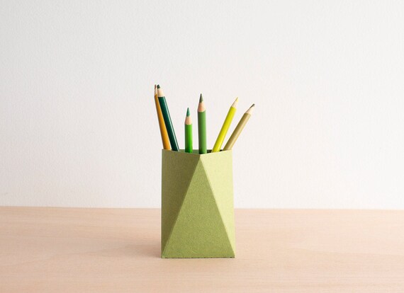 Green Desk Organizer Make Up Brush Holder Kitchen Spoon Etsy