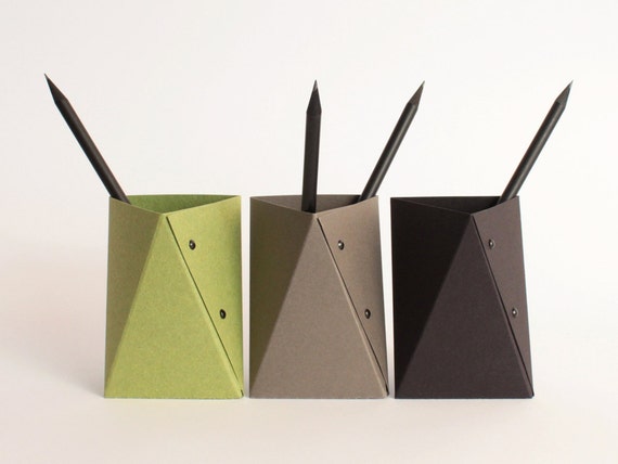 3box Black Desk Organizer Green Pencil Cup Paintbrush Etsy