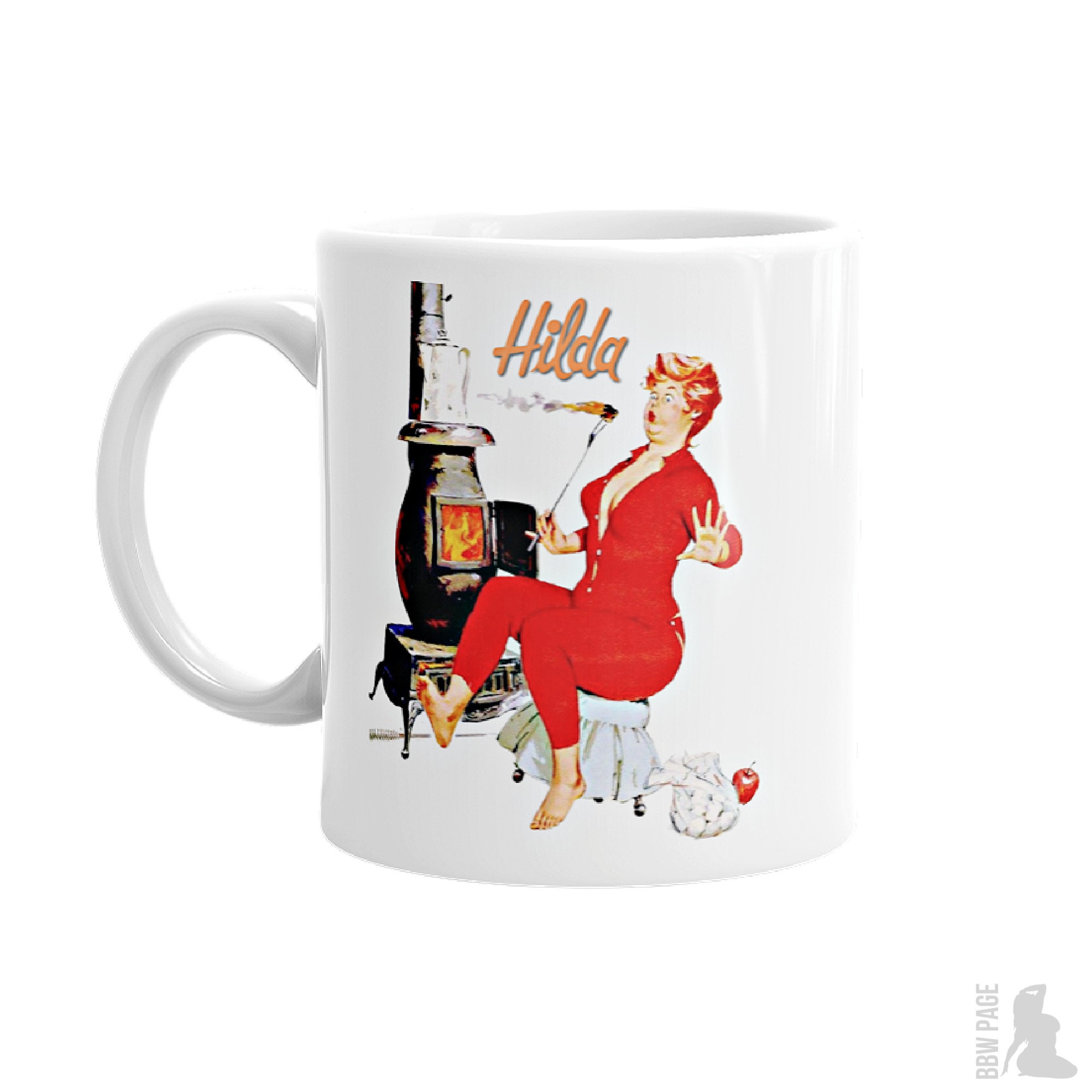 Hilda Duane Bryers Vintage Mug Pin up Calender Girl Hilda Red Head