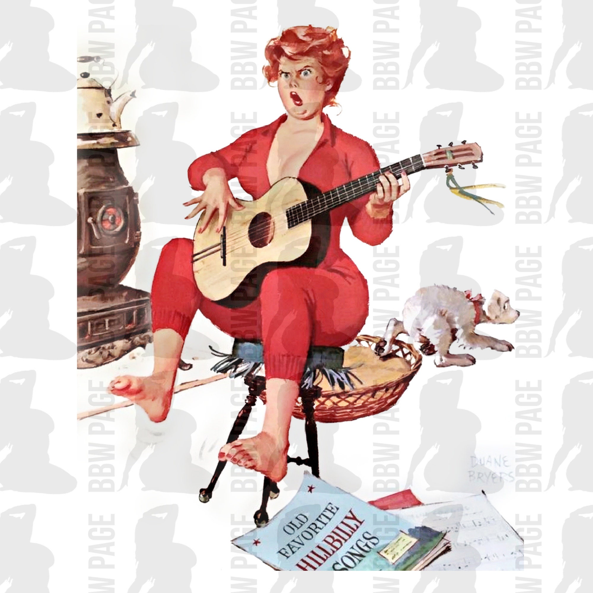 Hilda Mug vintage Pinup Calendar Girlduane Bryers Art Etsy