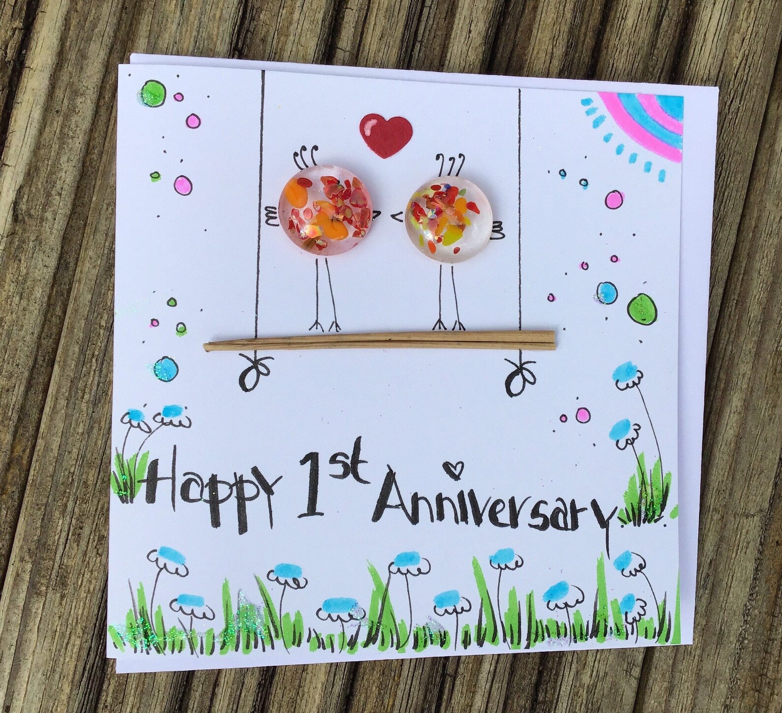 Handmade 1st Anniversary Card Husband Paper Anniversary Wife Etsy