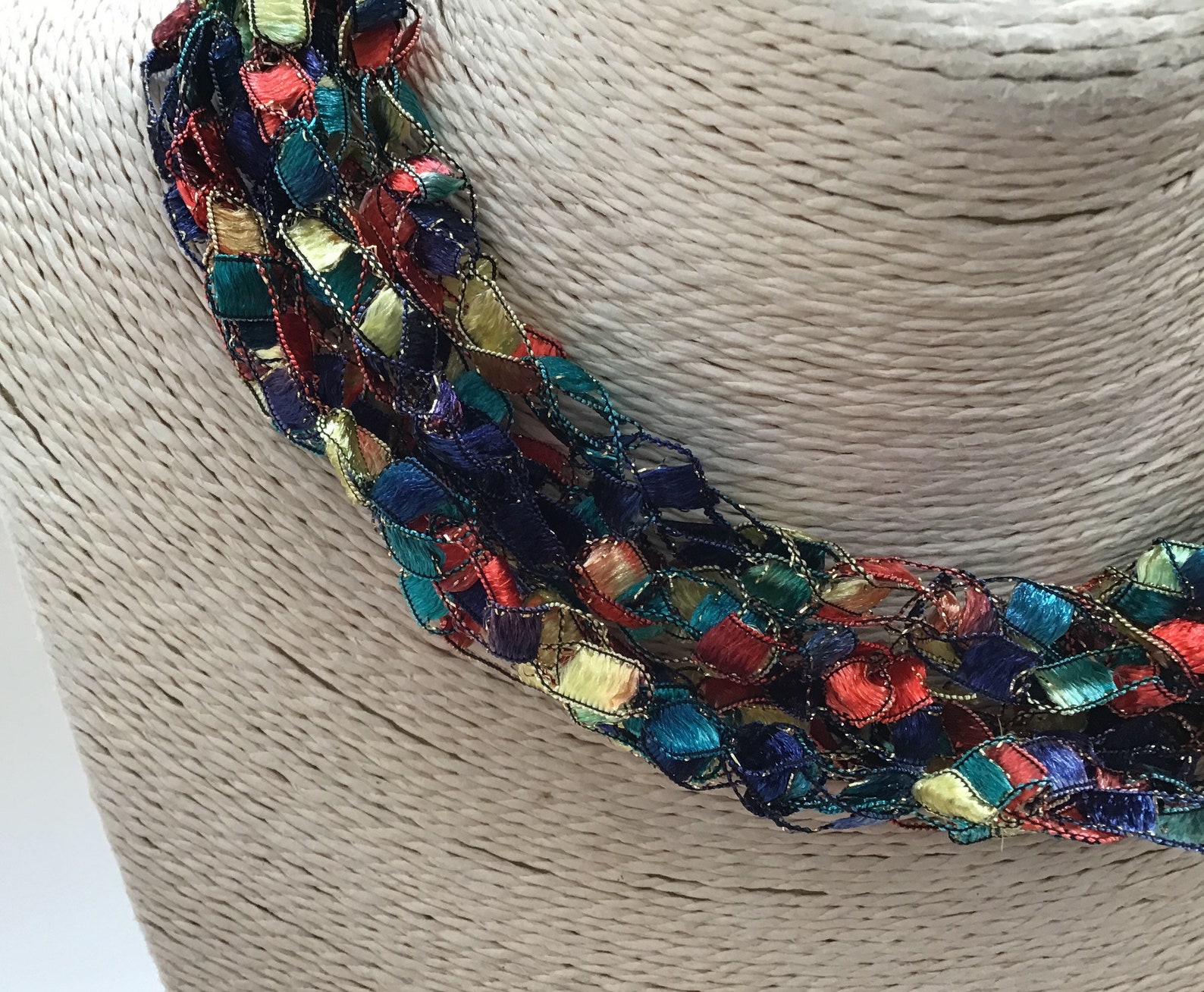 Crocheted ladder yarn necklaces handmade adjustable length Etsy