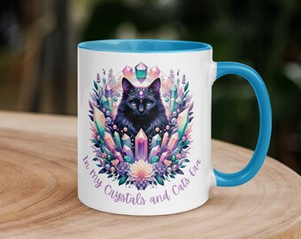 In My Crystals and Cats Era Mug with Color Inside - Crystal and Cat Lover Gift