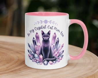 In My Crystal Cat Mom Era Mug with Color Inside