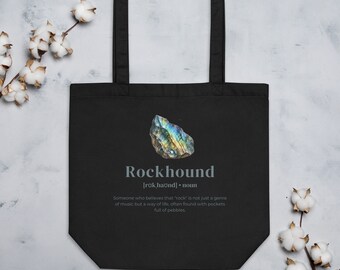 Rockhound Tote Bag - Eco Gift Bag for Crystal Collecting and Shopping