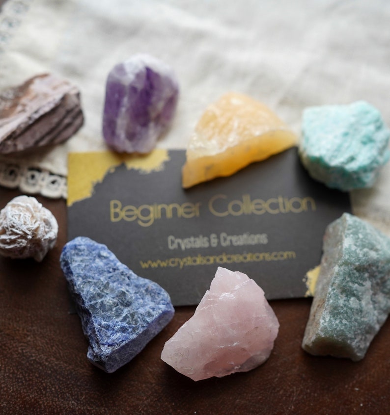 Beginner Healing Crystal Set Natural Stone Starter Kit Wiccan Supplies for Beginners image 3