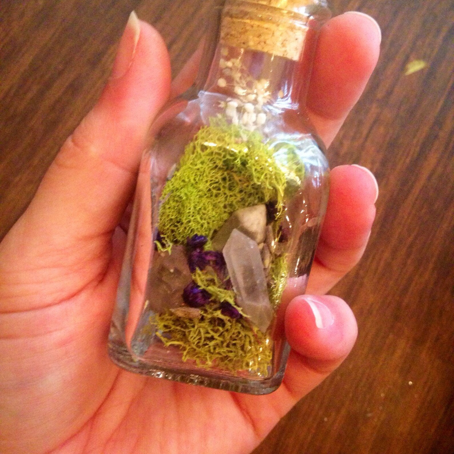 Terrarium Jar Fairy Garden Gift for Her Raw Crystal Healing Etsy