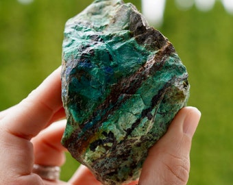 Raw Chrysocolla Azurite Stone | Rough Green Blue Mineral | Healing Crystals and Stones | Holistic Health | Rocks and Geodes | Boho Decor